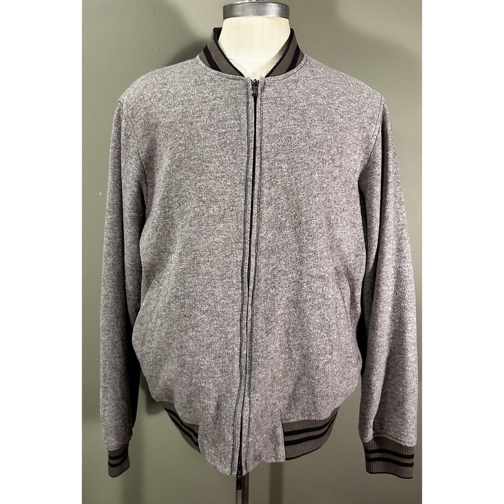 Gutteridge Wool Bomber Jacket Full Zip Mens Sz 50 Italy Quiet Luxury Beige